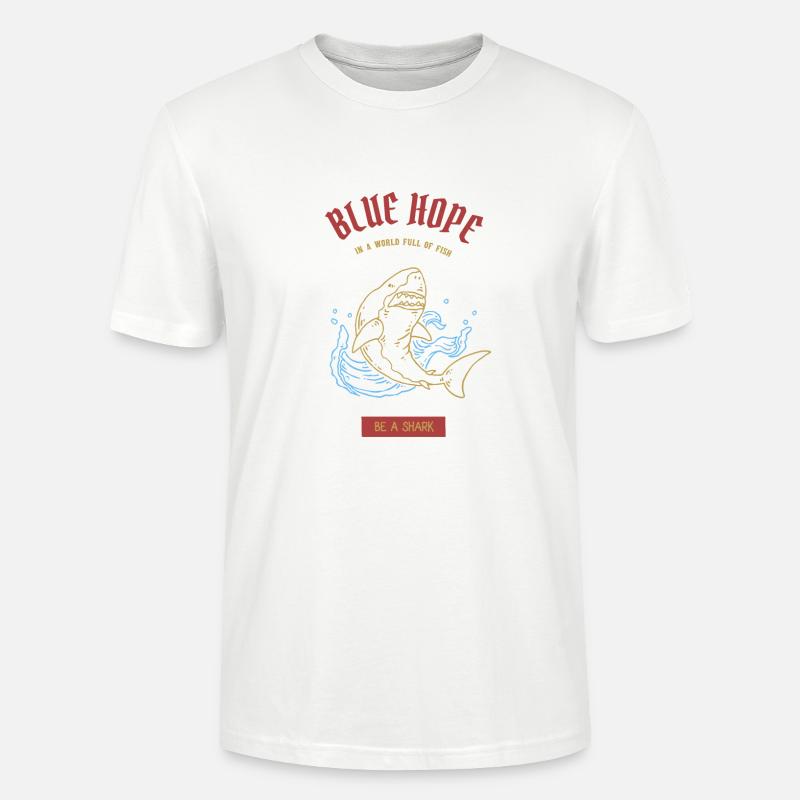 „Blaue Hoffnung“ Haifisch | Tshirt & Geschenk - Stanley/Stella Unisex Bio-T-Shirt CRAFTER - Weiß