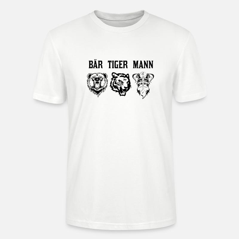 Bär Tiger Mann Bartträger Geschenk - Stanley/Stella Unisex Bio-T-Shirt CRAFTER - Weiß