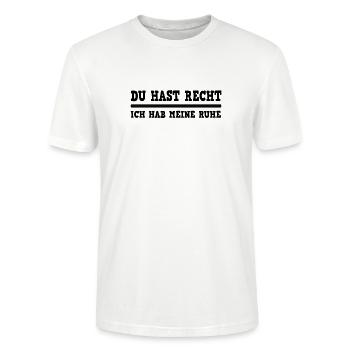 Du hast Recht Ich hab meine Ruhe - Stanley/Stella Unisex Bio-T-Shirt CRAFTER - Weiß - Vorne - Alina (178cm) & Michal (187cm)