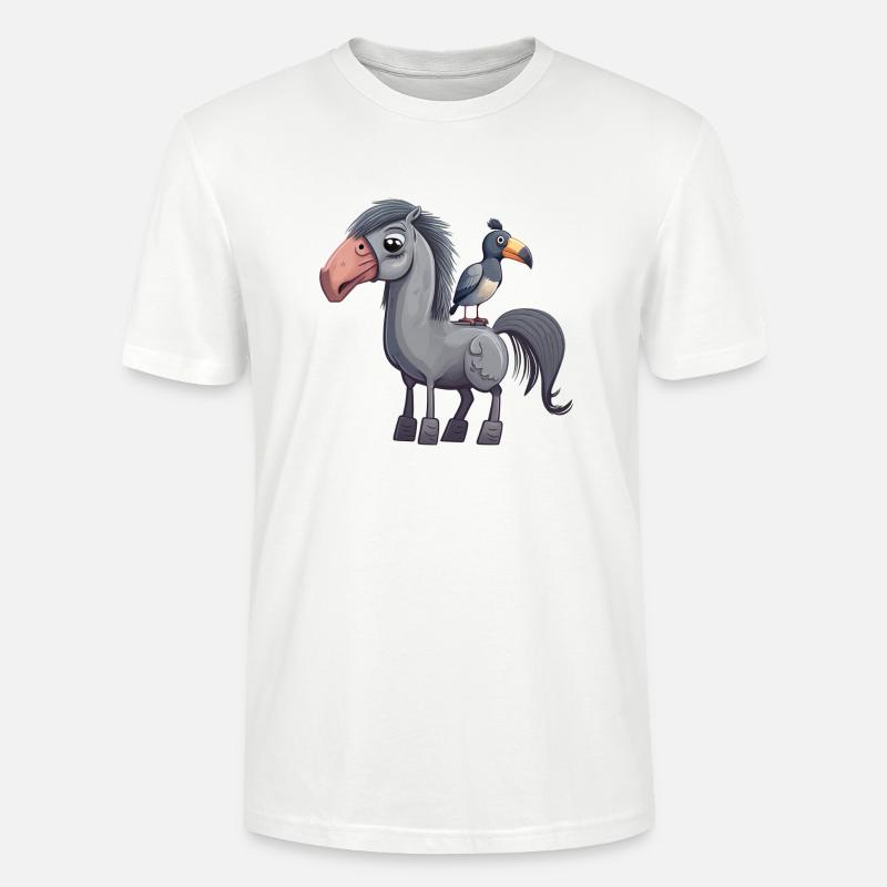 Cheval mignon avec oiseau - T-shirt bio CRAFTER Stanley Stella Unisexe - blanc