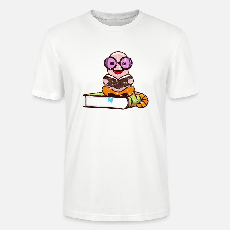 Nerd Bücherwurm liest Bücher grunge - Stanley/Stella Unisex Bio-T-Shirt CRAFTER - Weiß