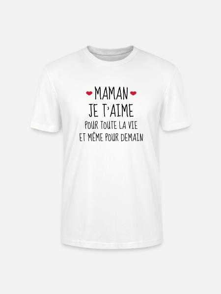 Maman je t'aime - Mère - Bébé - Naissance - Amour - T-shirt bio CRAFTER Stanley Stella Unisexe - blanc