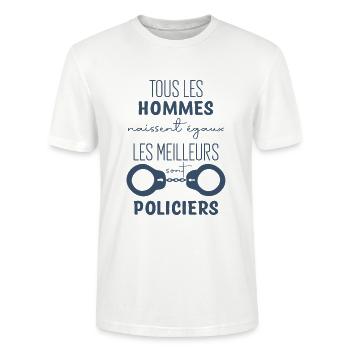 Policier - T-shirt bio CRAFTER Stanley Stella Unisexe - blanc - Devant - Alina (178cm) & Michal (187cm)
