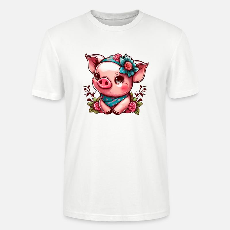 Schweinchen mit Kopftuch - Stanley/Stella Unisex Bio-T-Shirt CRAFTER - Weiß