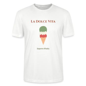 La Dolce Vita – Chemise de glace italienne - T-shirt bio CRAFTER Stanley Stella Unisexe - blanc - Devant - Alina (178cm) & Michal (187cm)