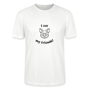 Je mange mes amis, drôle pour les carnivores, mangeur de viande - T-shirt bio CRAFTER Stanley Stella Unisexe - blanc - Devant - Alina (178cm) & Michal (187cm)