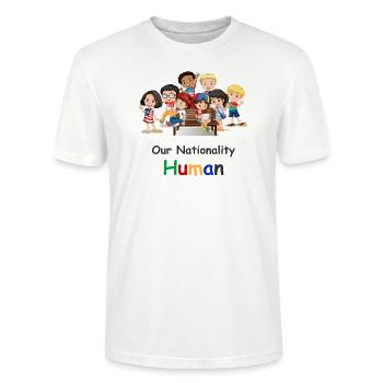 Nationalität Mensch Menschenrechte T-Shirt - Stanley/Stella Unisex Bio-T-Shirt CRAFTER - Weiß - Vorne - Alina (178cm) & Michal (187cm)