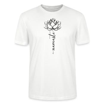 Namaste Lotus Kundalini Yoga Yogi Geschenk - Stanley/Stella Unisex Bio-T-Shirt CRAFTER - Weiß - Vorne - Alina (178cm) & Michal (187cm)