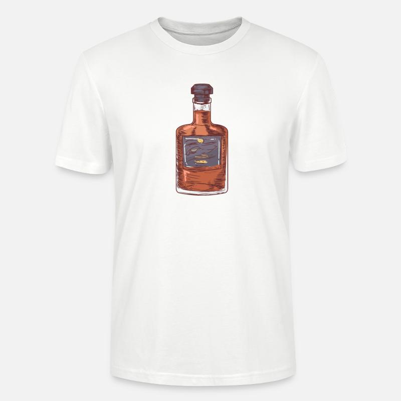 Braune Schnapsflasche mit Deckel - Stanley/Stella Unisex Bio-T-Shirt CRAFTER - Weiß