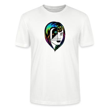 Psychedelic Trippy Motif Woman Psychonaut Colorful - Stanley/Stella CRAFTER Unisex Organic T-Shirt - white - Front - Alina (178cm) & Michal (187cm)