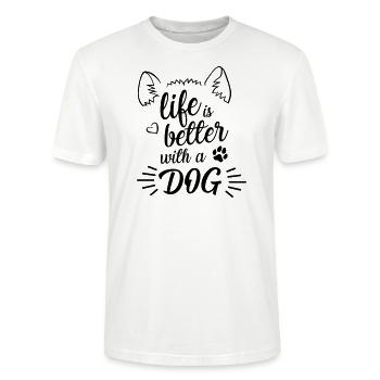 Life is better with a dog - T-shirt bio CRAFTER Stanley Stella Unisexe - blanc - Devant - Alina (178cm) & Michal (187cm)