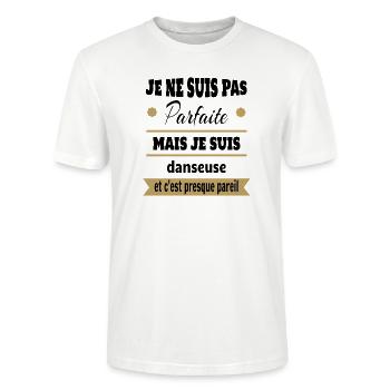 Pas parfaite mais Danseuse classique moderne - T-shirt bio CRAFTER Stanley Stella Unisexe - blanc - Devant - Alina (178cm) & Michal (187cm)