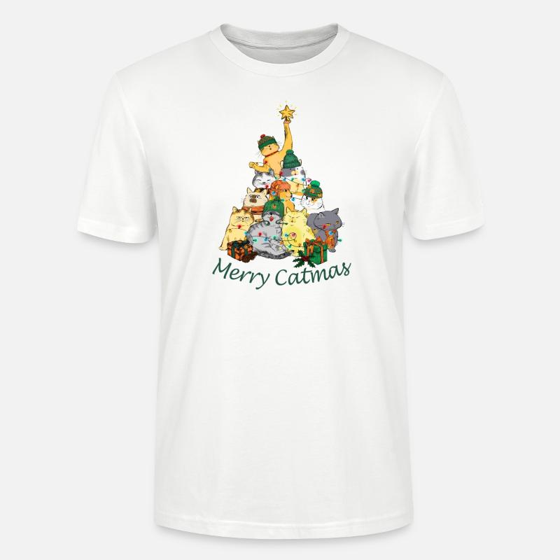 Katzen bilden eine Weihnachtsbaum Pyramidekinderki - Stanley/Stella Unisex Bio-T-Shirt CRAFTER - Weiß