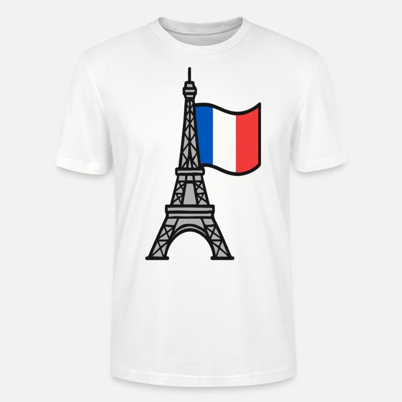 Tour Eiffel avec drapeau français - T-shirt bio CRAFTER Stanley Stella Unisexe - blanc