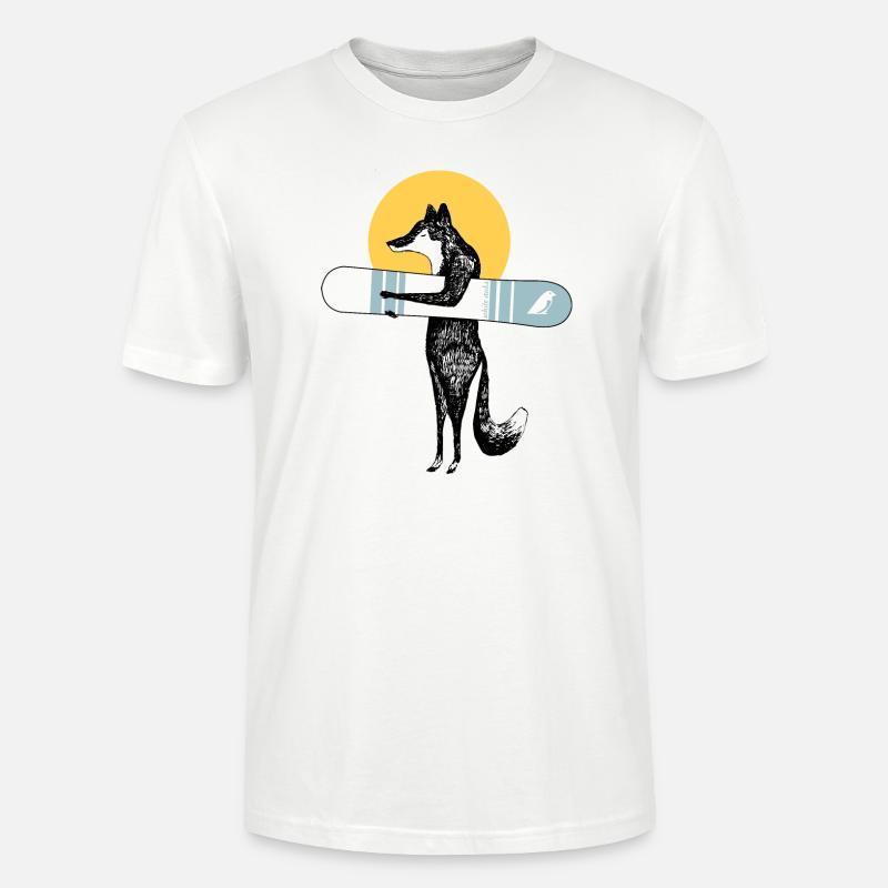 Cooler Fuchs mit Snowboard - Stanley/Stella Unisex Bio-T-Shirt CRAFTER - Weiß