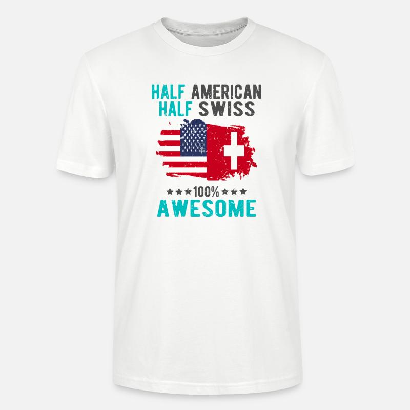 Halb Amerikaner Halb Schweizer - Stanley/Stella Unisex Bio-T-Shirt CRAFTER - Weiß