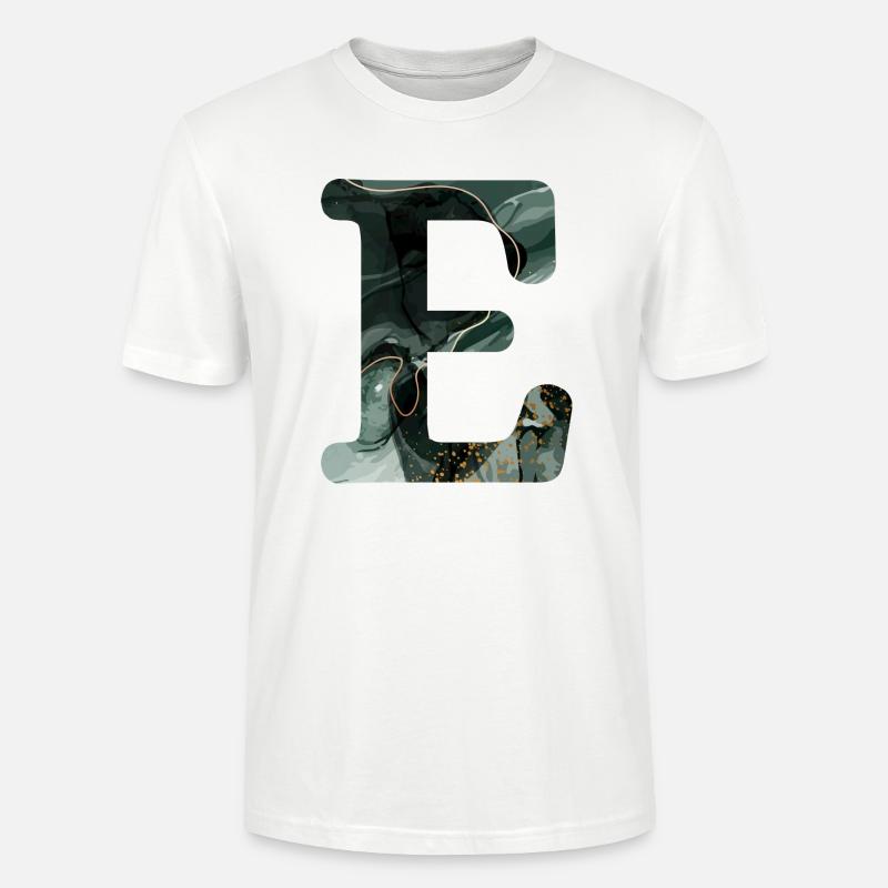 Lettre e marbré vert - T-shirt bio CRAFTER Stanley Stella Unisexe - blanc