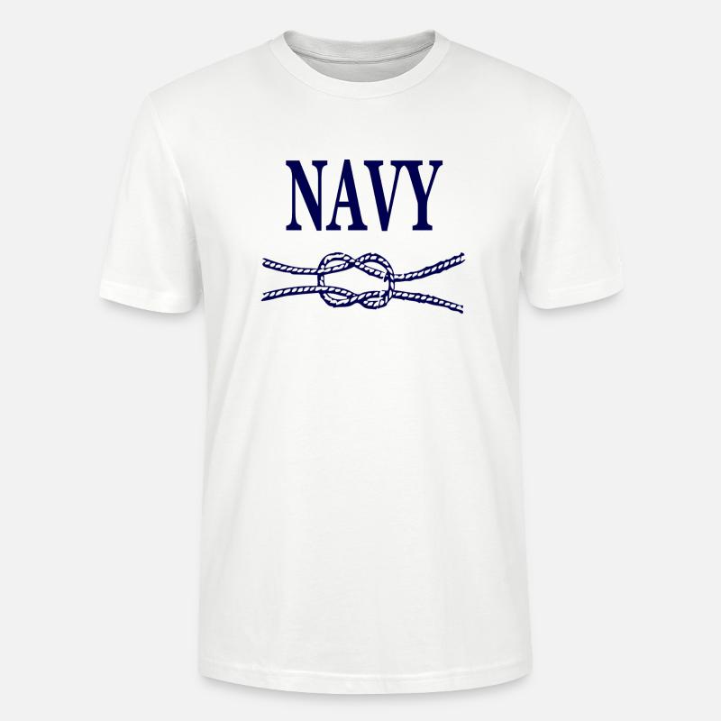 NAVY BLUE SCRIPT - Stanley/Stella CRAFTER Unisex Organic T-Shirt - white