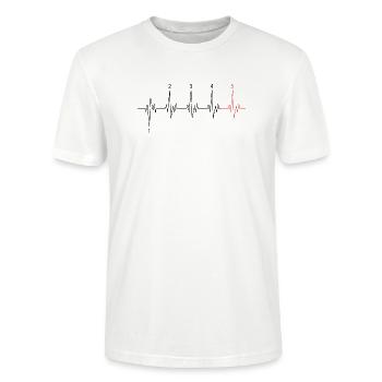 Motorrad Motorradfahrer Herzschlag Gangschaltung - Stanley/Stella Unisex Bio-T-Shirt CRAFTER - Weiß - Vorne - Alina (178cm) & Michal (187cm)
