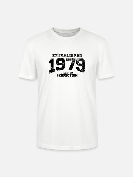 established 1979 - aged to perfection(uk) - Stanley/Stella CRAFTER Unisex Organic T-Shirt - white