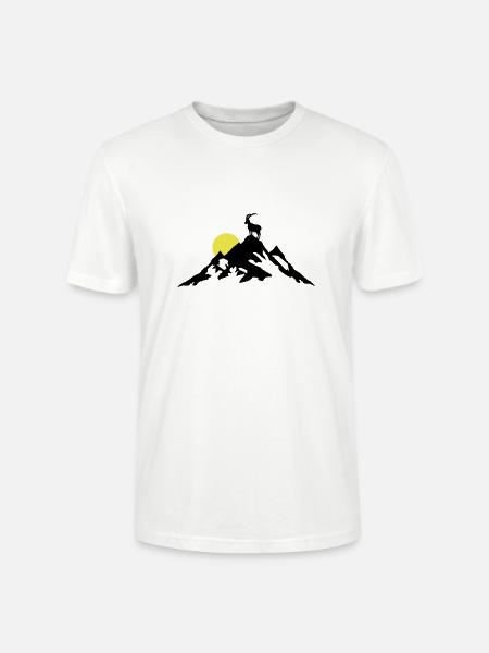 Mountain and Ibex at Sunrise - T-shirt bio CRAFTER Stanley Stella Unisexe - blanc