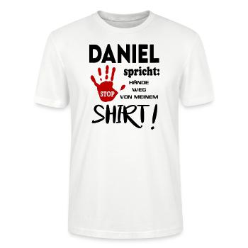 Name Namenstag Geschenkidee DANIEL - Stanley/Stella Unisex Bio-T-Shirt CRAFTER - Weiß - Vorne - Alina (178cm) & Michal (187cm)
