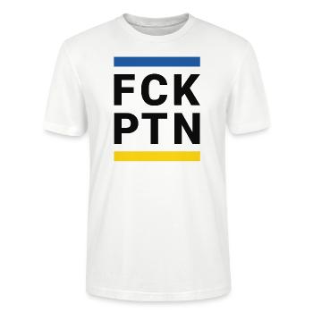 fck PTN, Fuck Putin - Stanley/Stella CRAFTER Unisex Organic T-Shirt - white - Front - Alina (178cm) & Michal (187cm)