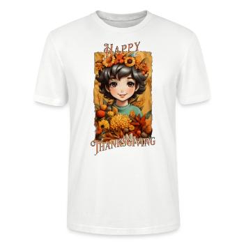 Happy Thanksgiving D - Stanley/Stella Unisex Bio-T-Shirt CRAFTER - Weiß - Vorne - Alina (178cm) & Michal (187cm)