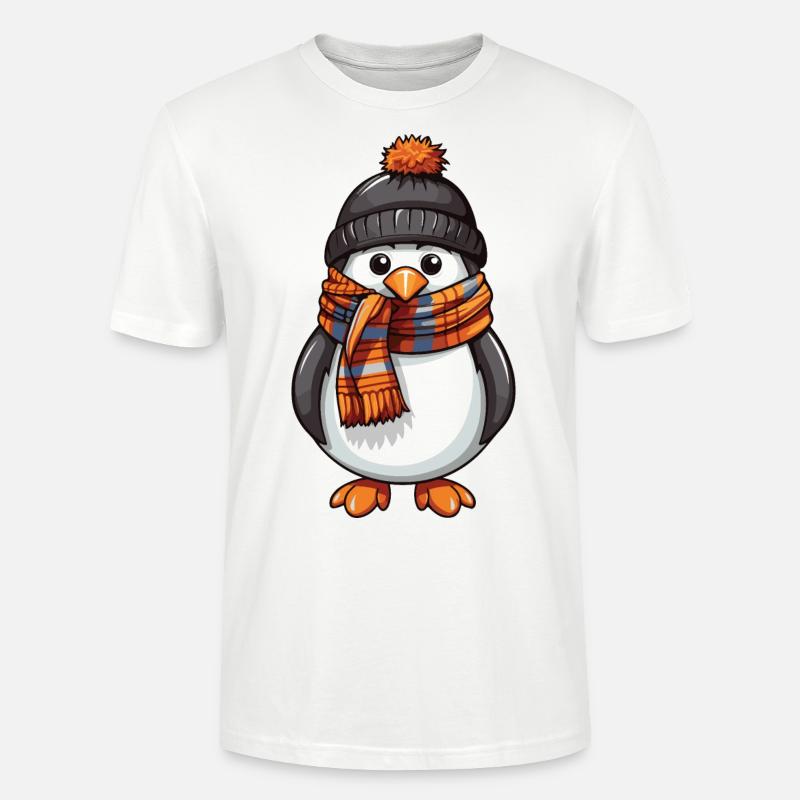 Pinguin Winter Comic - Stanley/Stella Unisex Bio-T-Shirt CRAFTER - Weiß