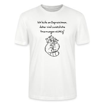 Depressionen brauchen Umarmungen - Stanley/Stella Unisex Bio-T-Shirt CRAFTER - Weiß - Vorne - Alina (178cm) & Michal (187cm)