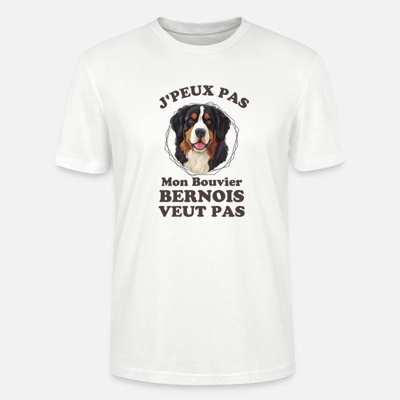 Chien mignon bouvier bernois - T-shirt bio CRAFTER Stanley Stella Unisexe - blanc