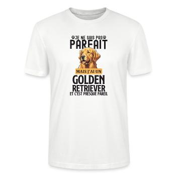 Chien de race golden retriever chien doux - T-shirt bio CRAFTER Stanley Stella Unisexe - blanc - Devant - Alina (178cm) & Michal (187cm)