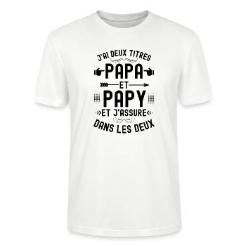 J ai deux titres papa et papou - T-shirt bio CRAFTER Stanley Stella Unisexe - blanc - Devant - Alina (178cm) & Michal (187cm)