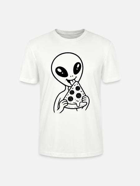 Alien mit Pizza - Stanley/Stella Unisex Bio-T-Shirt CRAFTER - Weiß