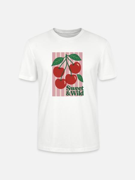 Kirsch-T-Shirt im rosa Vintage-Stil - Stanley/Stella Unisex Bio-T-Shirt CRAFTER - Weiß