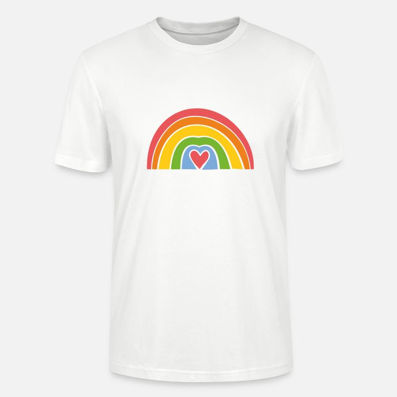 Regenbogen mit Herz - Stanley/Stella Unisex Bio-T-Shirt CRAFTER - Weiß