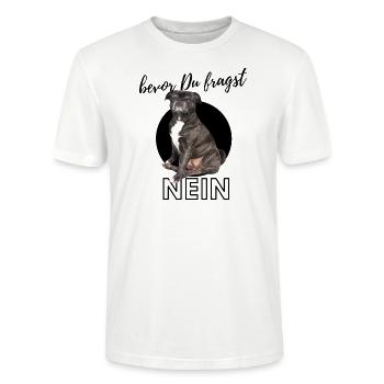 bevor Du fragst NEIN-black - Stanley/Stella Unisex Bio-T-Shirt CRAFTER - Weiß - Vorne - Alina (178cm) & Michal (187cm)