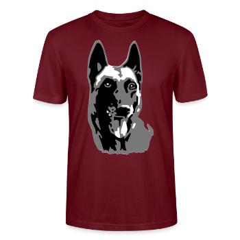 tete malinois - T-shirt bio CRAFTER Stanley Stella Unisexe - bordeaux - Devant - Alina (178cm) & Michal (187cm)