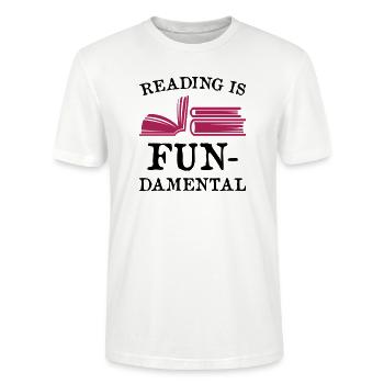 Reading is fundamental - Stanley/Stella CRAFTER Unisex Organic T-Shirt - white - Front - Alina (178cm) & Michal (187cm)