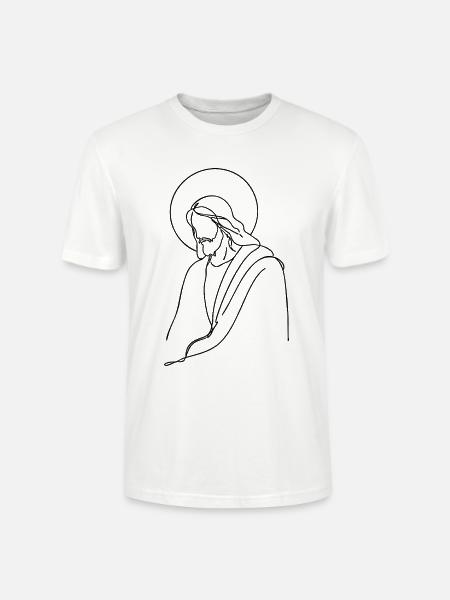 Jesus-Linienkunst - Stanley/Stella Unisex Bio-T-Shirt CRAFTER - Weiß
