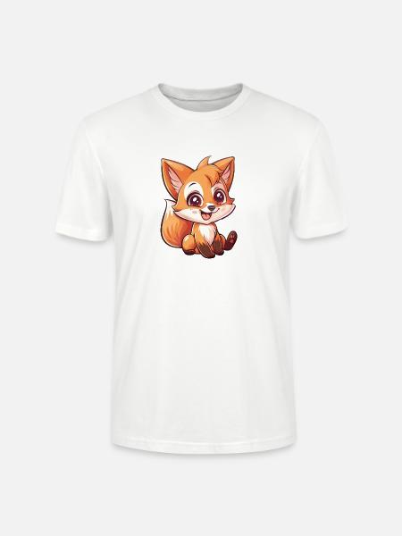 Cute Fox Cartoon Character - Stanley/Stella CRAFTER Unisex Organic T-Shirt - white