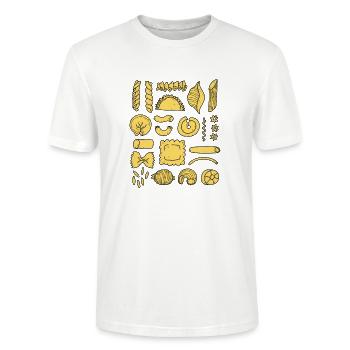 Pâtes // spaghettis, penne, tortellini, farfalle - T-shirt bio CRAFTER Stanley Stella Unisexe - blanc - Devant - Alina (178cm) & Michal (187cm)