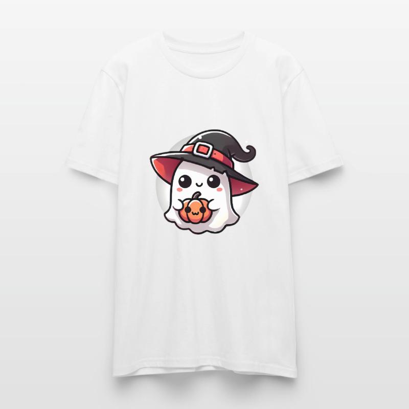 Fantôme d’Halloween mignon avec chapeau de sorcière T-shirt bio CRAFTER Stanley Stella Unisexe