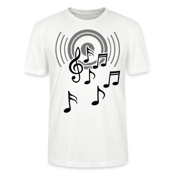 happy music sound waves - Stanley/Stella CRAFTER Unisex Organic T-Shirt - white - Front - Alina (178cm) & Michal (187cm)