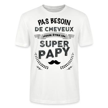 Mon papy Est Chauve Et sper cadeau humour papi - T-shirt bio CRAFTER Stanley Stella Unisexe - blanc - Devant - Alina (178cm) & Michal (187cm)