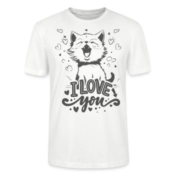 Cute Kitty in Grey - I love you - Stanley/Stella CRAFTER Unisex Organic T-Shirt - white - Front - Alina (178cm) & Michal (187cm)