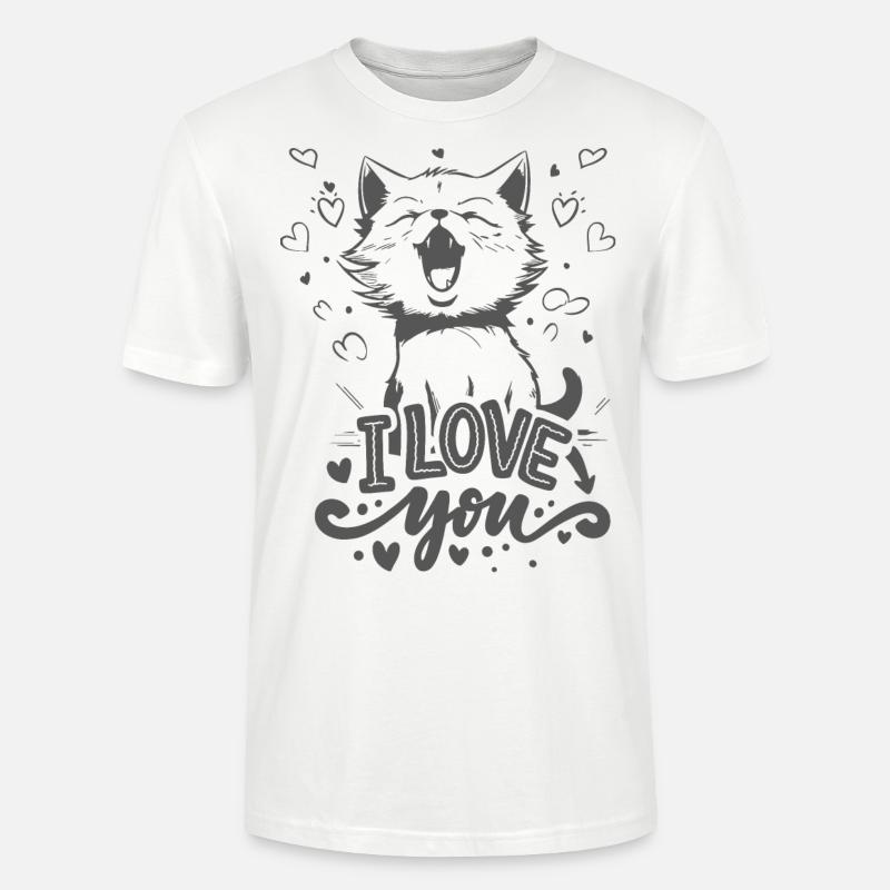 Cute Kitty in Grau - I love you - Stanley/Stella Unisex Bio-T-Shirt CRAFTER - Weiß