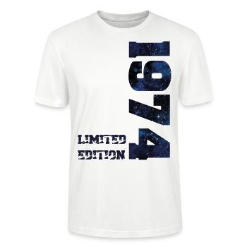Galaxis Limited Edition 1974 50. Geburtstag - Stanley/Stella Unisex Bio-T-Shirt CRAFTER - Weiß - Vorne - Alina (178cm) & Michal (187cm)