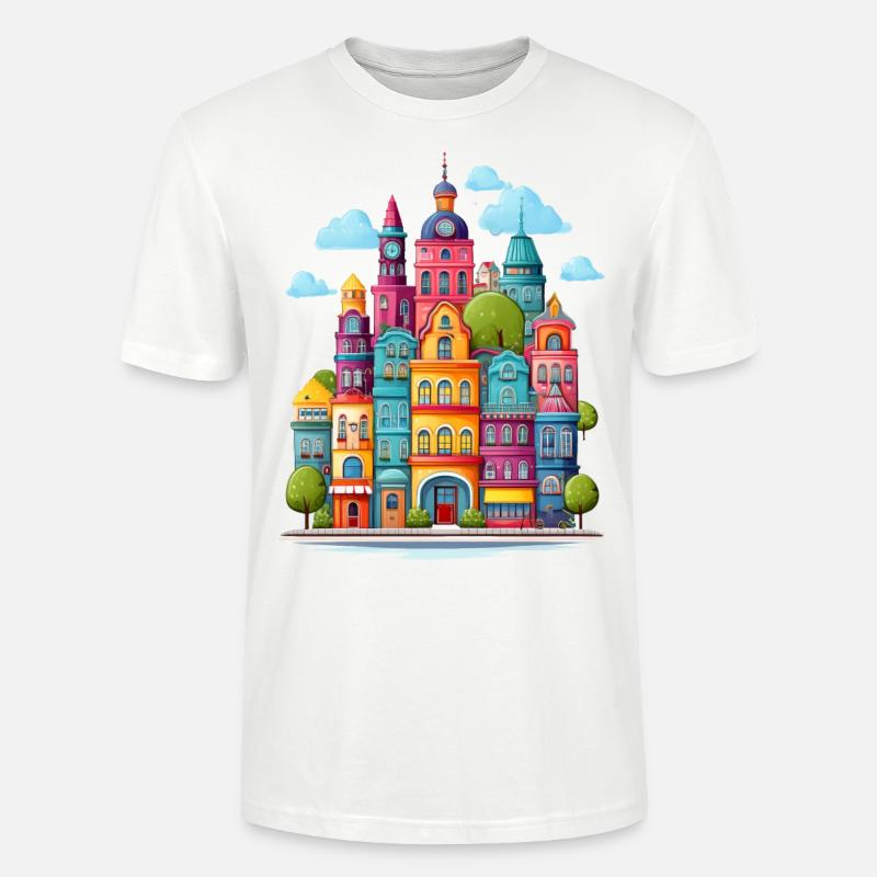 Farbenfrohe Stadt - Stanley/Stella Unisex Bio-T-Shirt CRAFTER - Weiß
