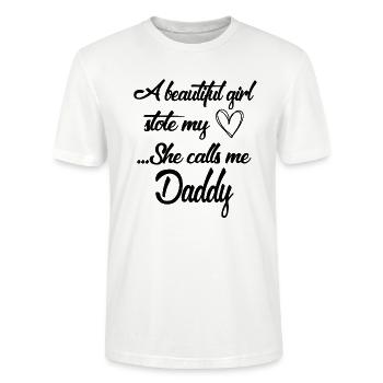 Père fille fête des pères papa fille cadeau disant coeur - T-shirt bio CRAFTER Stanley Stella Unisexe - blanc - Devant - Alina (178cm) & Michal (187cm)